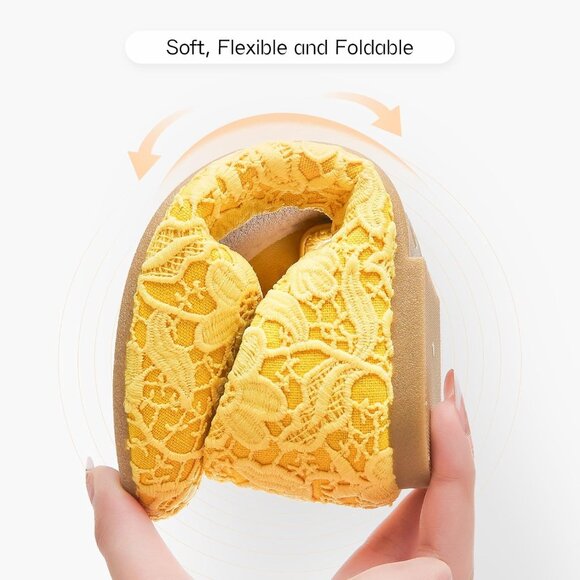 Women’s Lace Mesh Flat Shoes Memory Foam Round Toe Low Heel Foldable Comfortable - Picture 3 of 9